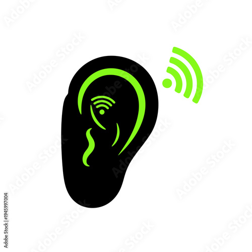 Innovative Graphic Depiction of Auditory Technology Illustrating Sound Reception And Broadcasting