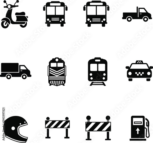 transportation icons set