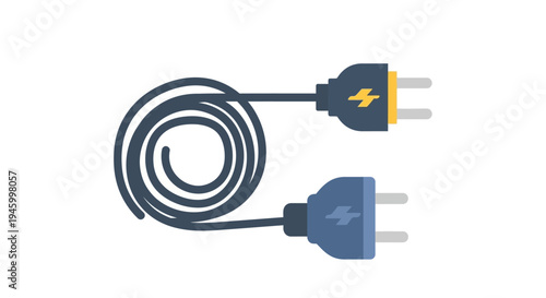 Electric power cord with two plugs, connected or ready to connect