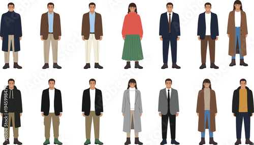 Diverse business women character set in professional office attire showing presentation gestures, working on laptop, and casual poses isolated flat vector illustration.