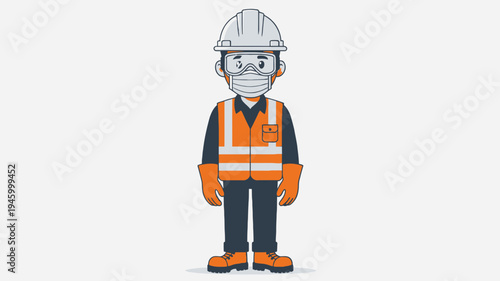 Construction Worker In Safety Gear vector illustration