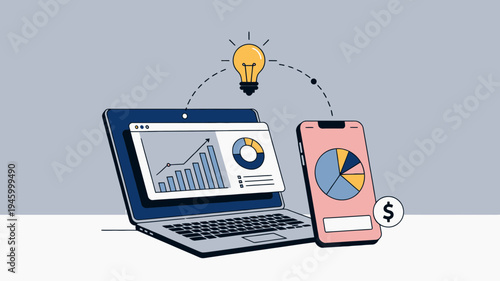 Data Analytics And Business Strategy Concept vector illustration