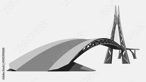 Modern Cable-Stayed Bridge With Futuristic Design vector illustration