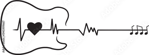 Guitar Heart Beat Svg, guitar beat music svg
