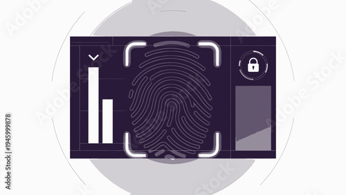 Biometric Fingerprint Scanning Technology and Security Concept vector illustration