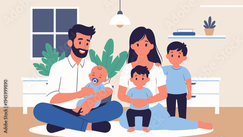Happy Family Portrait vector illustration