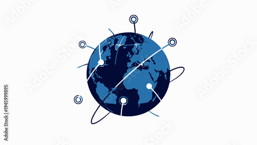 Global Network Connection With Earth vector illustration