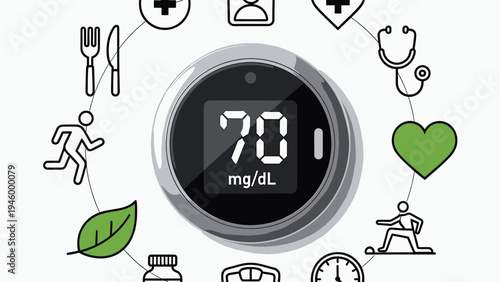 Diabetes Management And Healthy Lifestyle Concept vector illustration