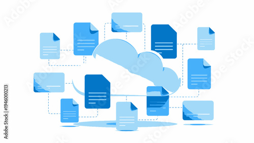 Cloud Storage Network Of Documents vector illustration