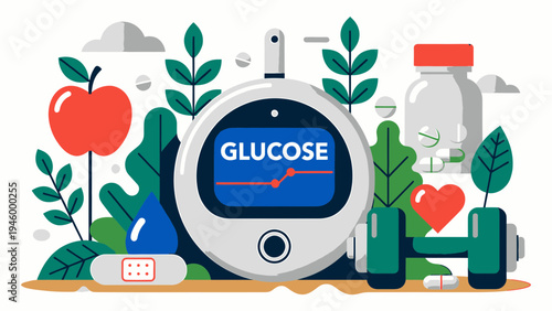 Healthy Lifestyle And Diabetes Management vector illustration