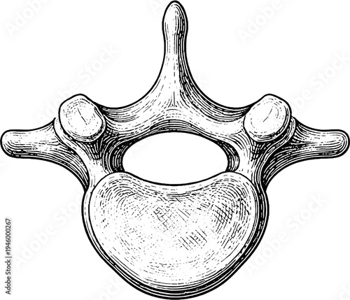 Victorian anatomical vertebra bone engraving vintage medical illustration