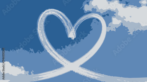 Heart Shape Cloud Trail in Blue Sky vector illustration