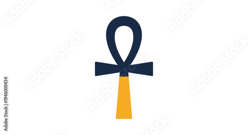 Ancient Egyptian Ankh Symbol on White Background, Symbol of Life