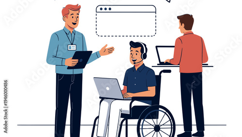 Teamwork and Inclusion Professionals Collaborate on a Project vector illustration