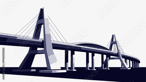 Modern Cable-Stayed Bridge vector illustration