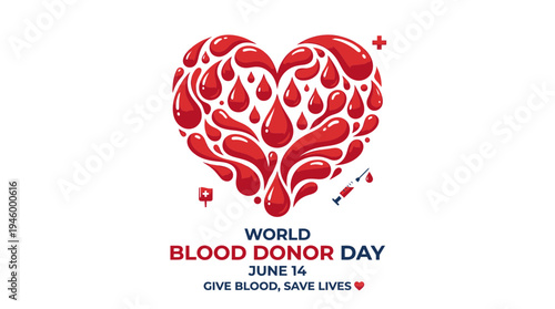 World Blood Donor Day Heart Shape Graphic vector illustration