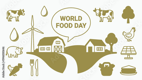 World Food Day Agricultural Icons vector illustration