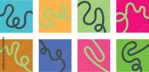 A collection of colorful abstract designs isolated on white background, illustration