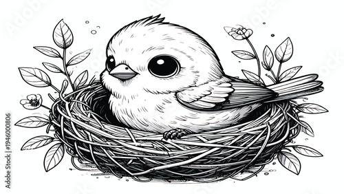 hand drawn vector illustration of a bird