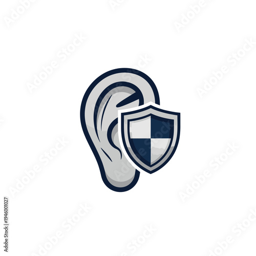 Innovative Hearing Protection Concept: An Ear Symbol Paired With A Protective Shield Icon