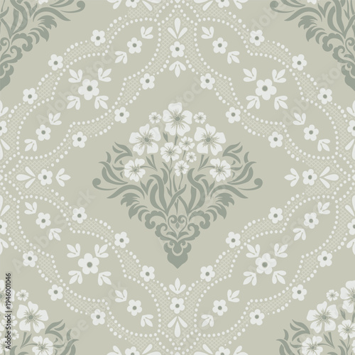 Damask modern seamless pattern element. Vintage classical old fashioned damask ornament, seamless texture for wallpapers, textile.