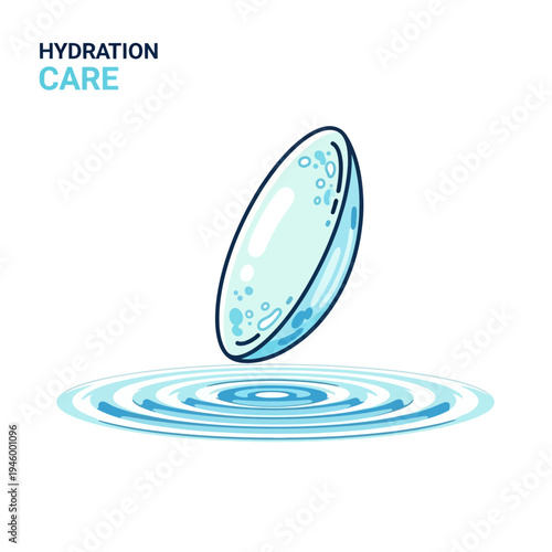 Innovative Hydration Concept Illustrating Contact Lens Care, Visualizing Moisturized Optics, Water