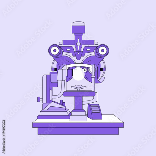 Innovative Vector Illustration Depicting Advanced Ophthalmic Examination Equipment for Healthcare
