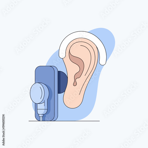 Innovative Illustration Depicting Hearing Technology and Auditory Assistance for Communication Needs