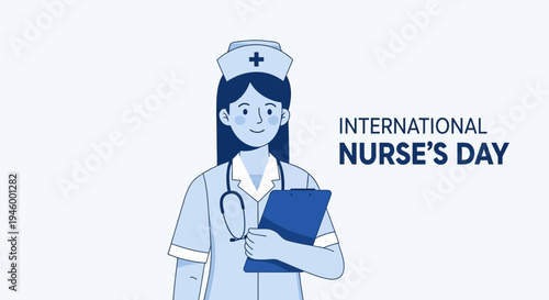 International Nurses Day Illustration Depicting Caring Medical Professionals in Uniform
