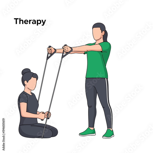 Innovative Physical Therapy Session Demonstrating Assisted Resistance Band Exercises for Patients