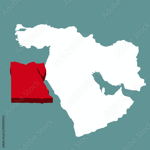 Egypt Country highlighted  3d map on middle East map vector illustration for projects and presentation