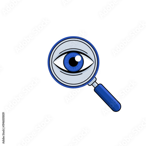 Investigative Vision Amplified: Magnifying Glass Revealing a Detailed, Perceptive Blue Eye