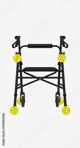 Innovative Walker Design: Combining Mobility Support with Playful Tennis Ball Accents for Assistance
