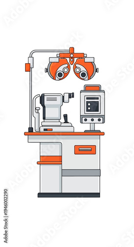 Innovative Ophthalmic Diagnostic Equipment Illustration Capturing Vision Health and Eyecare