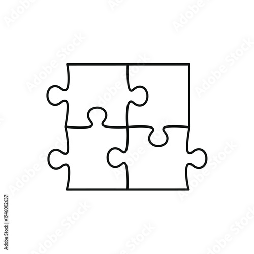 Four connected puzzle pieces forming a square
