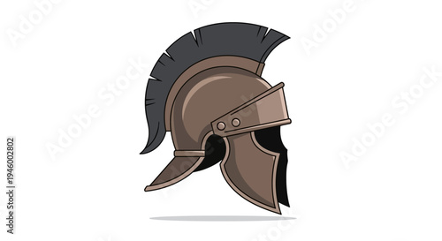 Ancient Spartan Warrior Helmet with Plume - Historical Illustration