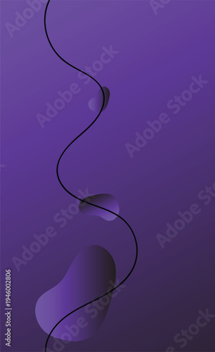 A black wire on a purple background isolated on white background, illustration