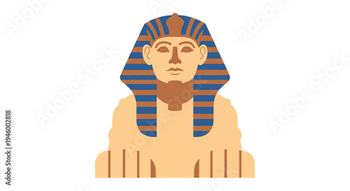 Ancient Egyptian Sphinx Icon - Flat Design and White Background