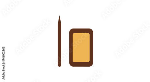 Pencil and eraser on white background, simple illustration