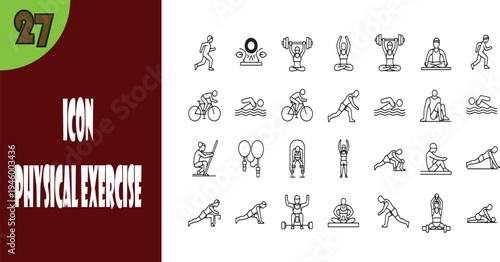 A collection of various fitness icons for exercise and wellness activities