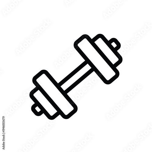 Black line icon of a dumbbell for fitness and exercise