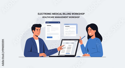 Medical Billing Workshop: Collaboration and Healthcare Management Discussion Illustration
