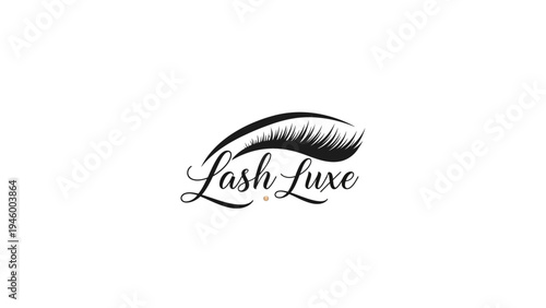Elegant lash luxe logo featuring eyelash graphic on white background