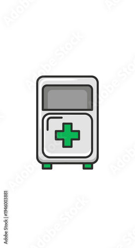 Medical Cabinet Illustration: Graphic Depiction of Emergency First Aid Kit for Healthcare Purposes