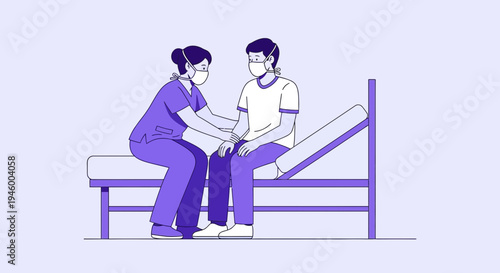 Medical Care Illustration Depicting Patient Support And Comfort During Treatment