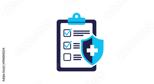 Medical Document Protection: A Blue Shield And Clipboard Illustrate Health Coverage