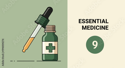Medical Dropper And Bottle Illustration Representing Essential Medication For Healthcare