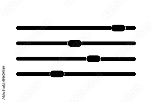 Thick horizontal slider controls representing digital sound mixer adjustment and audio level interface concept.