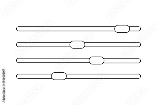 Modern horizontal slider controls representing sound mixer adjustment and digital audio settings interface.