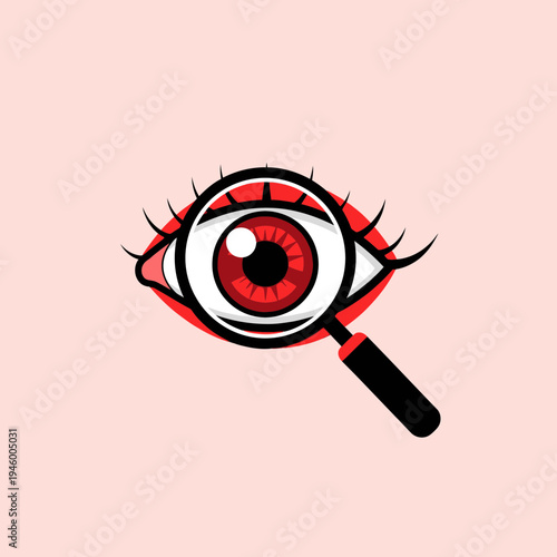 Magnified Crimson Eye: Exploring Vision, Observation, and Detailed Examination of Perception